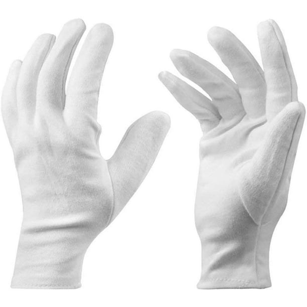 12 pares de guantes blancos de 8.27 pulgadas, guantes de algodón suave más  gruesos, guantes de trabajo reutilizables para joyas de monedas, inspección