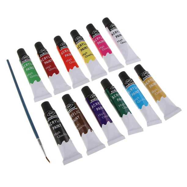 Tubos de Acrílicas, de 12 Colores Numerados Pintura Acrílica para Cerámica  Lienzos , Set de pintura Macarena Juego de pintura para niños