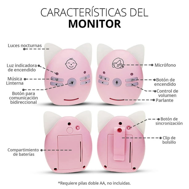 Kit Cuna De Bebe Para Cama Bebe Con Corral Y Ruedas Colecho Negro + Monitor  De Audio Para Bebe Rosa Gaon KitCunaCama