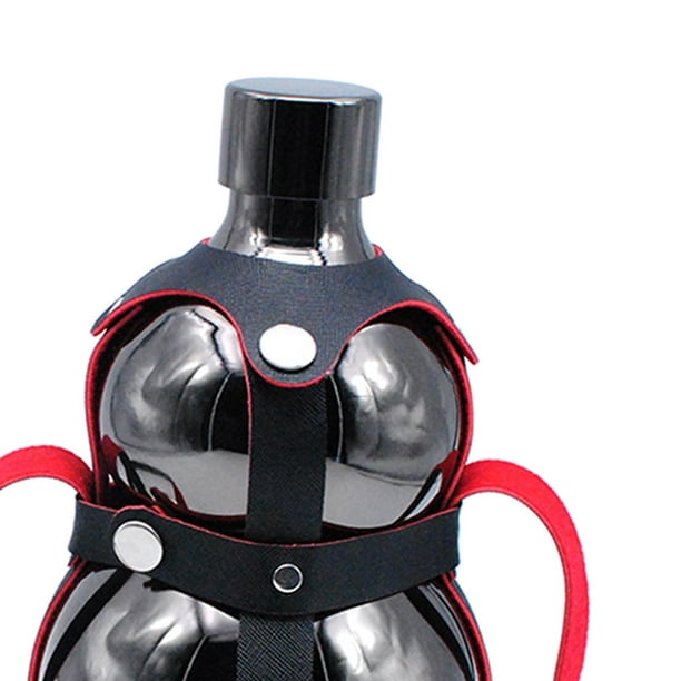 Jarra de botella de calabaza de cadera de acero inoxidable 304, correa de  hombro de cuero, para exteriores 1.5L negro Cola petaca de calabaza