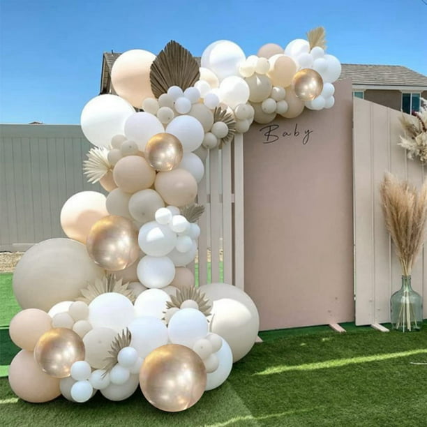 Arco de globo de cumpleaños para niña, 176 piezas, guirnalda de arco de  globo de boda beige, guirnalda de globo beige albaricoque para decoración  de