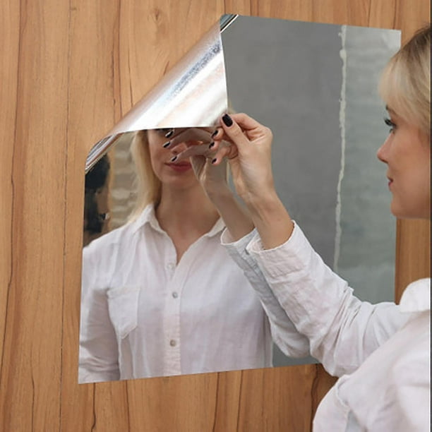 SLDHFE Hoja de espejo adhesivo de calidad, hojas de espejos flexibles, 19 x  80 pulgadas, rollo de espejo flexible sin vidrio, 0.004 in de grosor,  azulejos de espejo de plástico para decoración de : Hogar y Cocina 