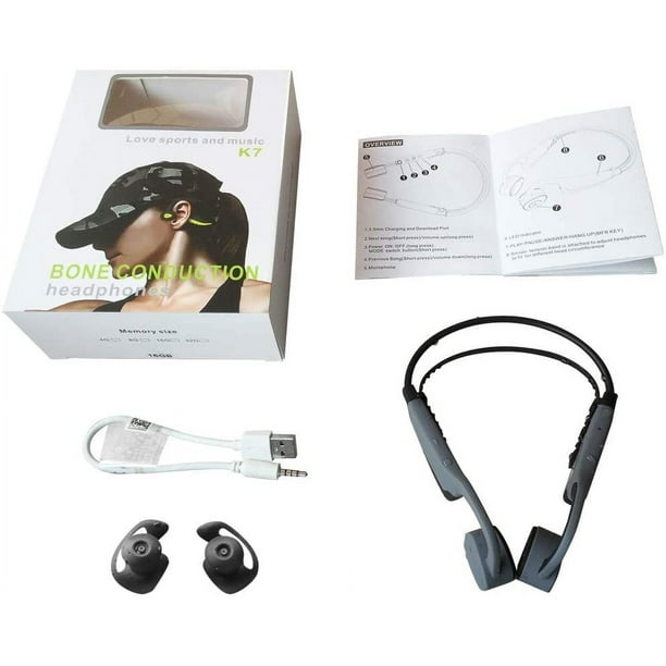 Auriculares de conducción ósea de natación, auriculares impermeables IPX8,  auriculares deportivos inalámbricos Bluetooth con memoria MP3 Play 16G para