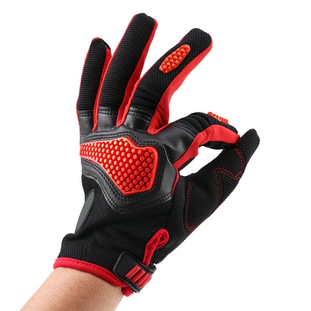 Guantes Moto Cuero Tactil Proteccion Motociclista Blackred