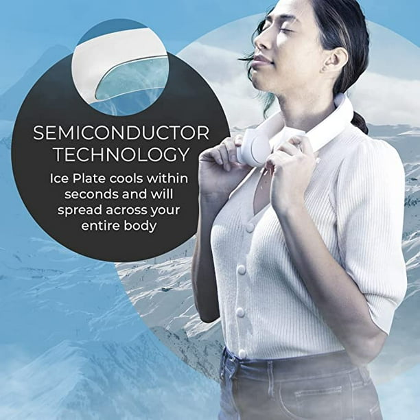 Ventilador de cuello portátil personal con semiconductor, ventilador de  cuello sin aspas para mujeres y hombres, enfriador de hielo portátil