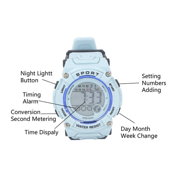 Reloj de pulsera para niños y niñas, con 3 múltiples alarmas, Digital