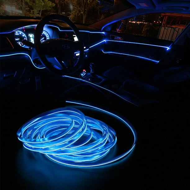 Tira de luz interior del coche, Tira de luz decorativa del coche Moldura  interior Iluminación Auto LED EL Piezas de modificación de lámpara  fría(Azul) EOTVIA No