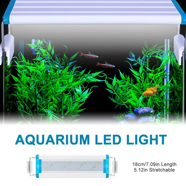 Luz LED para acuario 28 cm / 11,02 pulgadas Luz para pecera de 5,12  pulgadas Soportes exten Meterk CLORURO DE POLIVINILO