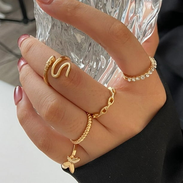 Conjunto De Anillo De Boda De Circón De Cristal Para Mujer