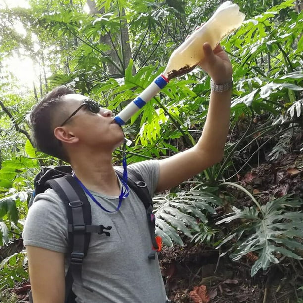 Filtro de agua portátil Paja pa beber filtración Purificador de agua Equipo  de supervivencia pa caminata campamento viaje Sunnimix purificador de agua  portátil