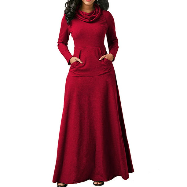 Qarigey Vestido Largo Mujer Color Sólido Noche Noche Fiesta Disfraz rojo 3XL Qarigey | Walmart