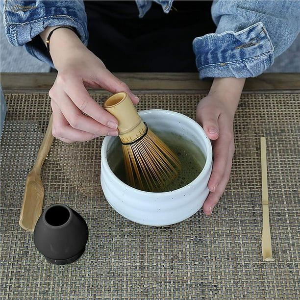 Té Matcha Kit de batidor de matcha y cuchara de bambú, soporte de