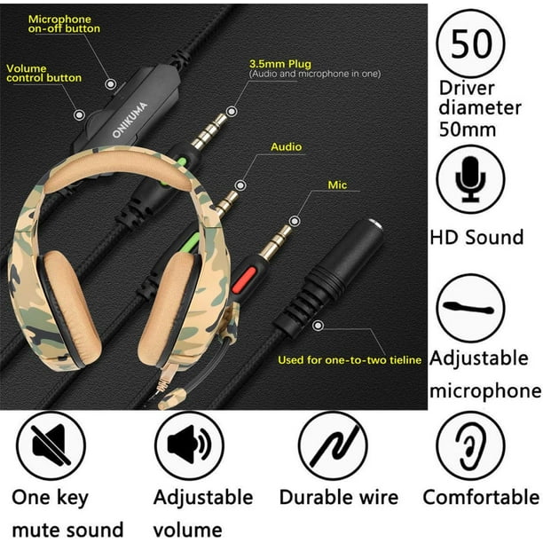 Auriculares Dobe PS4 con micrófono y control de volumen para Playstation 4  PS4 auriculares