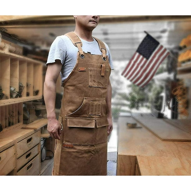 Delantales de trabajo para hombre para tienda – Delantal de carpintero y  delantales de tienda para hombres para carpintería, delantal de lona  encerada