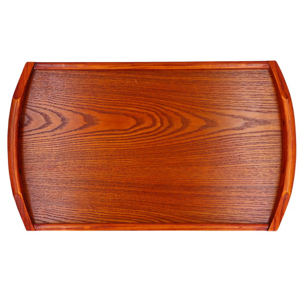 Bandeja rectangular de madera con acabado marrón rústico oscuro con asas,  19.5 x 13 pulgadas, rectangular, estilo rústico y elegante, 1 unidad