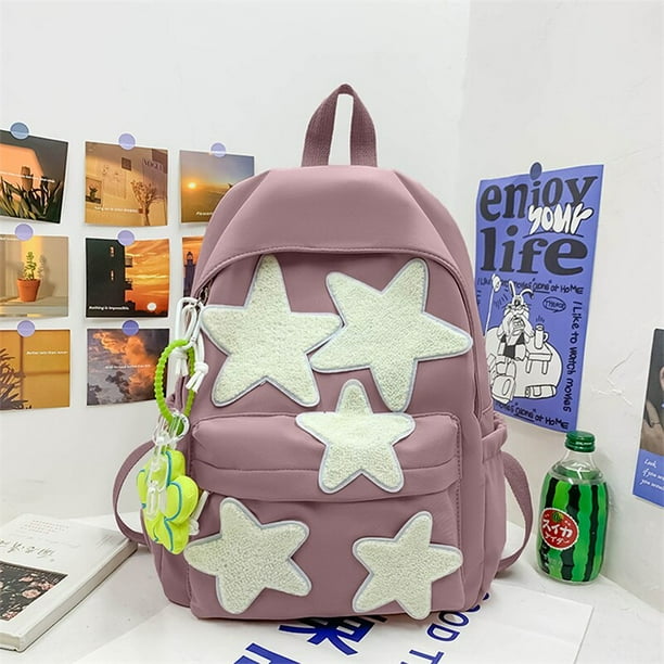 Mochila escolar grande de lona para niña, bolso escolar de moda coreana,  bolsa de libros impermeable para estudiantes, bolsa de viaje bonita Fivean  unisex