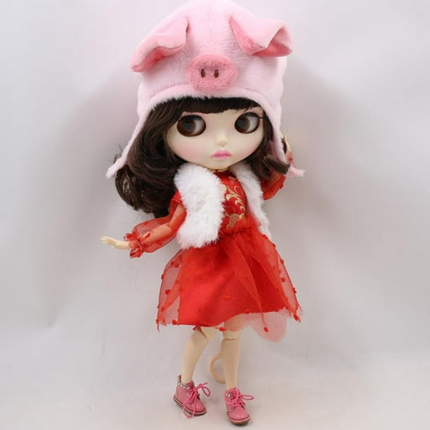 vaporoso con capucha blanca, sombrero rosa para muñeca Blythe o accesorios  de ropa para muñecas de niña pulgadas Baoblaze Vestido de muñeca de 12  pulgadas
