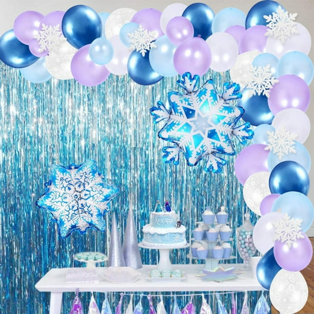  Decoraciones de fiesta de cumpleaños de Frozen: suministros de  fiesta de cumpleaños de Frozen 2, 3, 4, 5 ° decoración con pancarta de  feliz cumpleaños, cortinas de fiesta, látex de copo