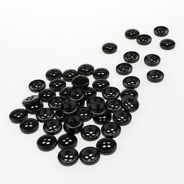 60 botones negros de resina plástica de costura de 1 pulgada para