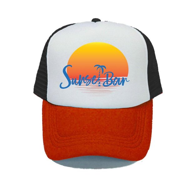 Fashion Dusk Sunrise Sunset Baseball cap Women Men Beach Palm Tree Mesh  Snapback Hats Seaside Summer Bar Trucker Hats YY31456-60cm for adult Gao  Jinjia LED