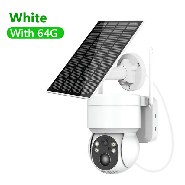 Cámara Solar Wifi Exterior 1080P PIR Detección Humana (Con 64G Blanco)  WDOplteas Para estrenar