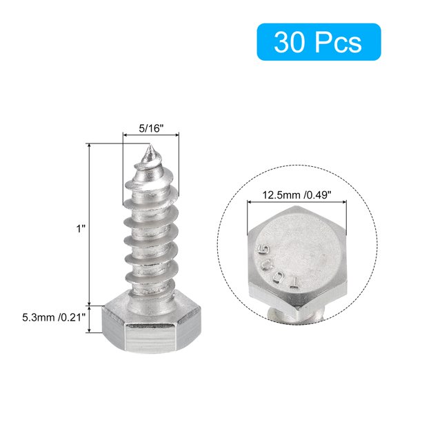 Tornillos hexagonales rosca madera 