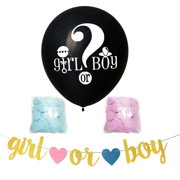 60 globos de revelación de género para niñas o niños, globos de látex para  fiesta de revelación de género en blanco, rosa y azul para fiesta de