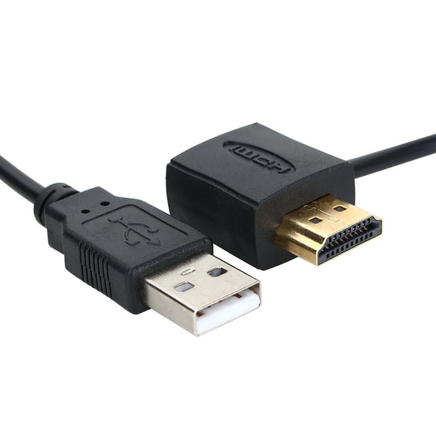 Adaptador HDMI macho a hembra con cable de alimentación USB 2.0