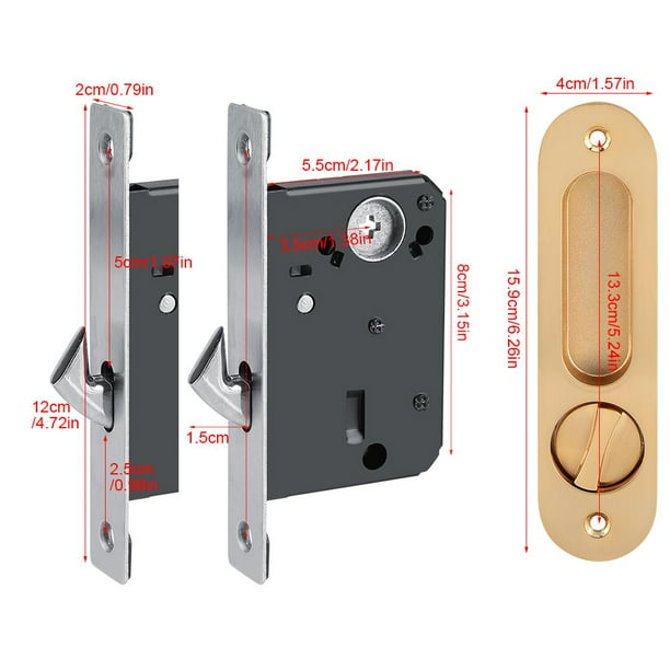 Aleación de zinc cerraduras de puerta corredera de madera Invisible  cerradura de puerta con 3 llaves muebles Hardware pestillo interior, para  ba?o