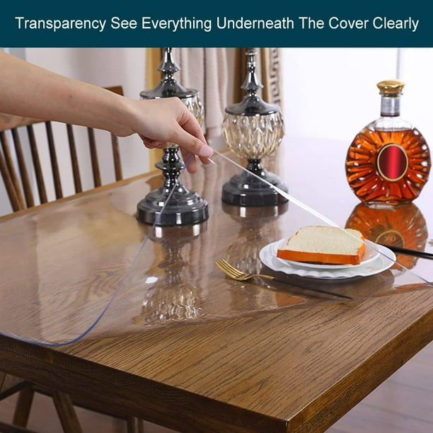  Protector de mesa de comedor de plástico transparente para mesa  de comedor, mantel de mesa, muebles de madera de café, extremo lateral,  tela de protección superior de la encimera, impermeable, de