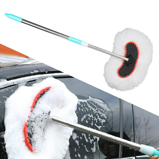  ULARY Cepillo retráctil de doble capa para lavado de autos,  fregona, esponja con barra de extensión, rotación flexible para lavado,  cepillo de limpieza de automóviles vehículos (cepillo para automóvil) :  Automotriz