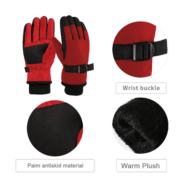 Syhood 4 pares de guantes de esquí de invierno para niños, impermeables,  guantes de nieve cálidos de dedo completo, guantes de esquí unisex para  niños