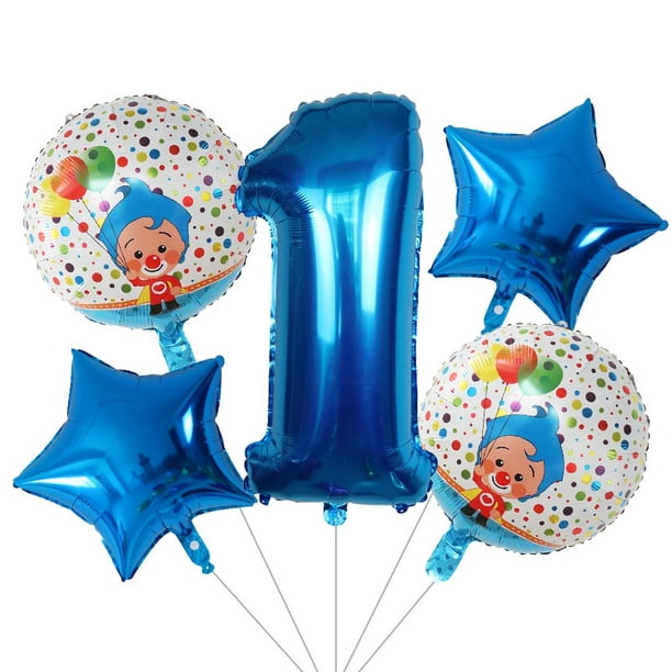 64 piezas de suministros para fiesta de cumpleaños de Plim Plim todo en  uno, incluye globos de feliz cumpleaños, pancartas de payaso, globo de  papel