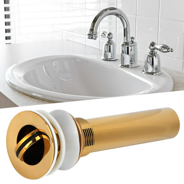 Desagüe del lavabo del baño, drenaje del lavabo del baño sin  desbordamiento, tapón de drenaje de fregadero dorado (pequeño agujero para  cinturón de