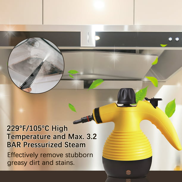 Limpiador de vapor portátil de mano de 2500 W, máquina de limpieza a vapor  a presión de alta temperatura con cabezales de cepillo para muebles de