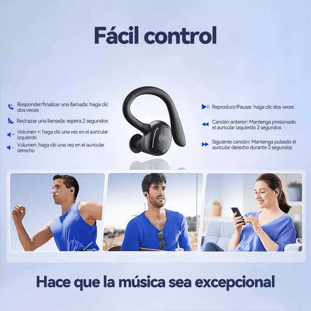 Auriculares Deportivos Bluetooth Impermeables Con Gancho Negros