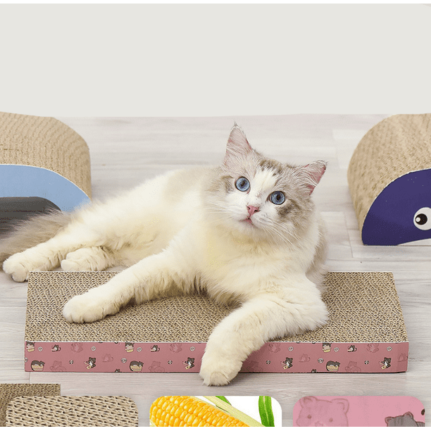 SONGWAY Forma de sofá rascador para gatos, juguete interactivo para hacer  ejercicio, cama grande de cartón corrugado para gatos con alfombrilla