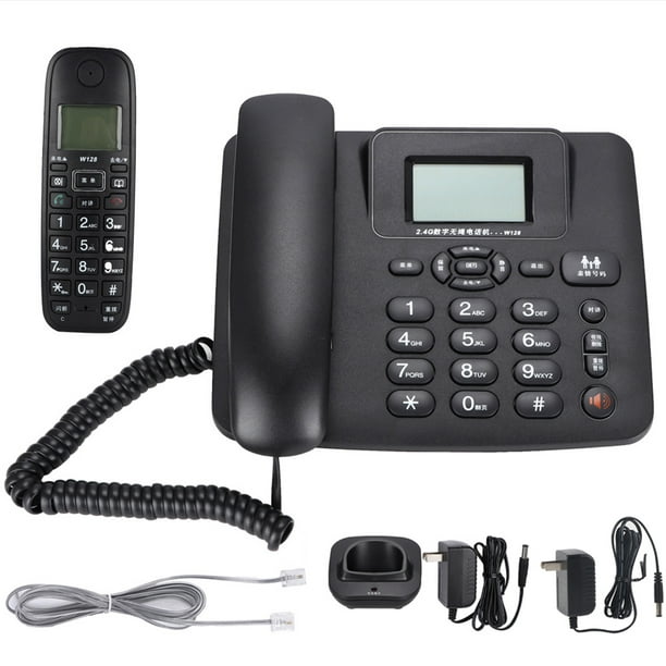 TELF-035 Telefono fijo ultracompacto sobremesa o mural color negro aviso de  llamada por luz y sonido