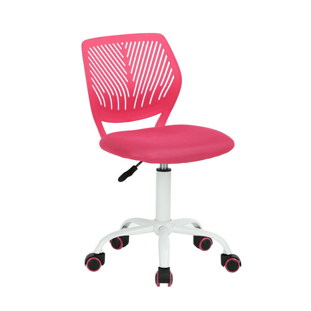 HOMEFUN Silla de escritorio para niños, silla de computadora sin brazos  para niños y niñas, bonita silla giratoria de malla para niños de 8 a 12  años