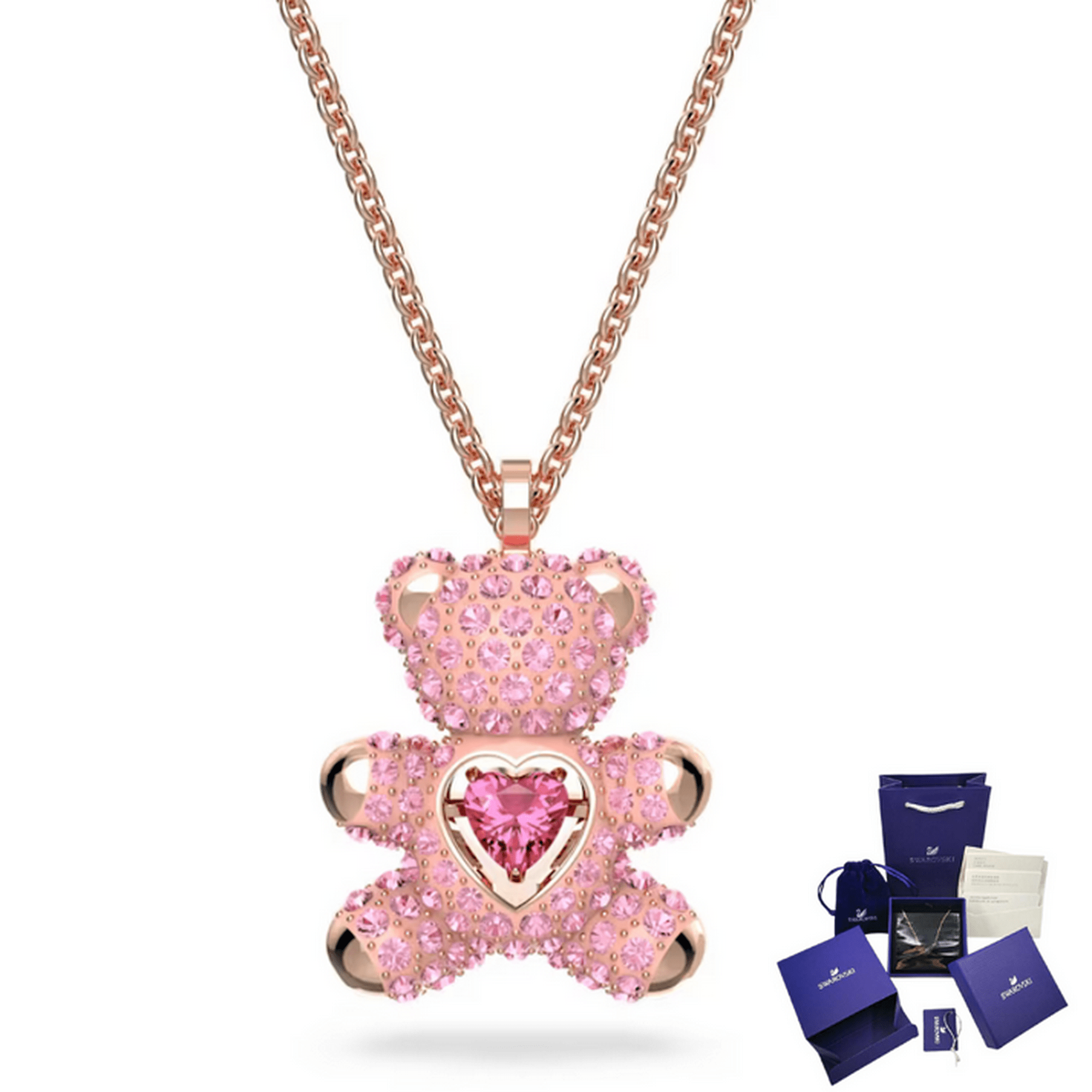 Collar teddy bear oso swarovski rose gold