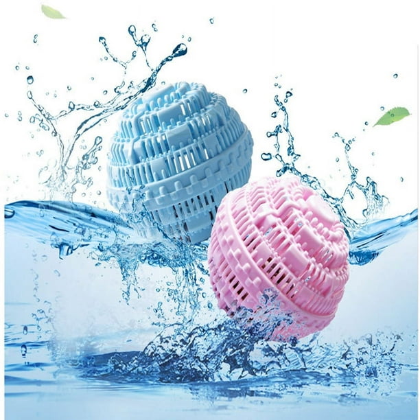 JM Juego de bolas de lavandería, bola de lavandería ecológica para lavadora,  alternativa al detergente para ropa totalmente natural, el hogar se puede  reutilizar 2000 lavados (2 bolas, rosa, azul) JM