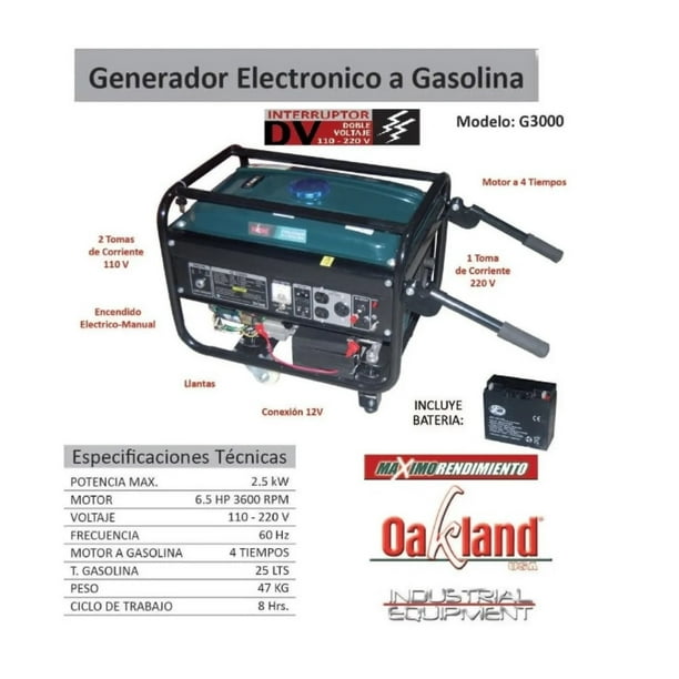 G900 GENERADOR ELECTRICO A GASOLINA OAKLAND 900W