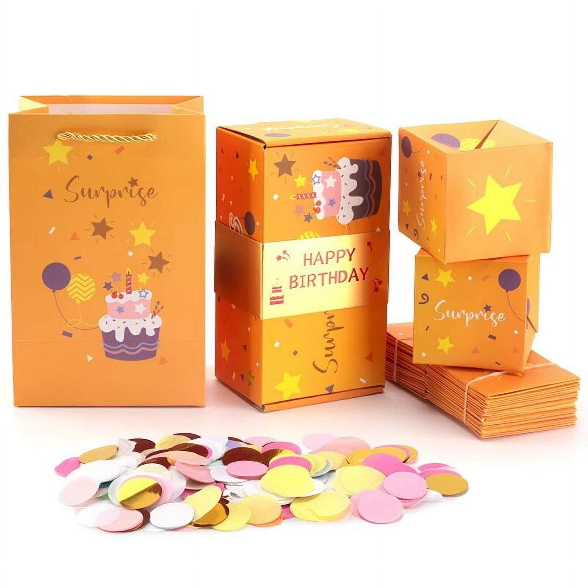 Caja de regalo sorpresa, caja de regalo sorpresa para dinero y cumpleaños,  caja de regalo plegable con rebote (B, 12 unidades)