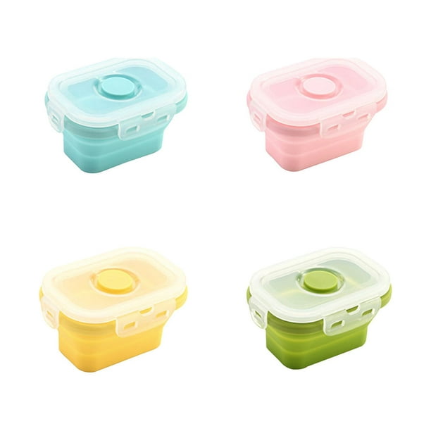 Silicone Food Storage Containers -with BPA Free Airtight Plastic Lids - Set  of 4