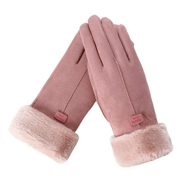 Guantes de punto de invierno para mujer, fresa, pantalla táctil, guantes de  dedo completo, gruesos, cálidos, guantes de esquí de invierno, guantes de