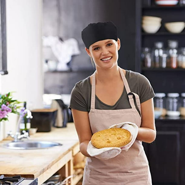 Gorro de chef de cocina de 3 piezas, gorro ajustable negro para cocina,  servicio de cocina y otros trabajos, Negro 