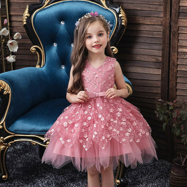 Anillo duro presentar representación Vestido de princesa de encaje de verano para niñas, vestido de baile Floral  con flores para niñas, r Gao Jinjia LED | Walmart en línea