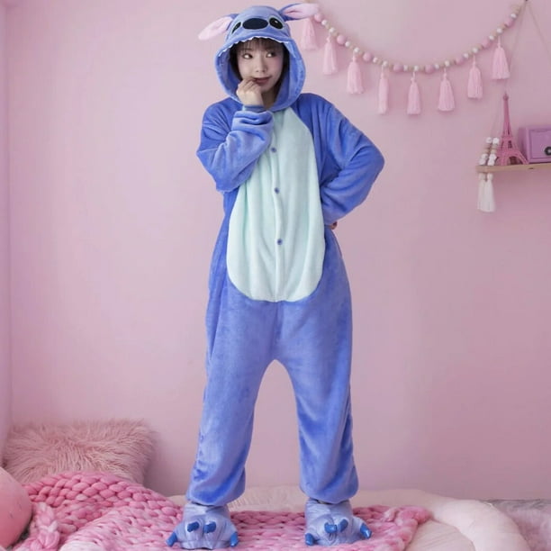Pijama de invierno de Lilo Stitch para adultos y niños, ropa de dormir con  capucha, de dibujos animados, cálida, de franela, regalos
