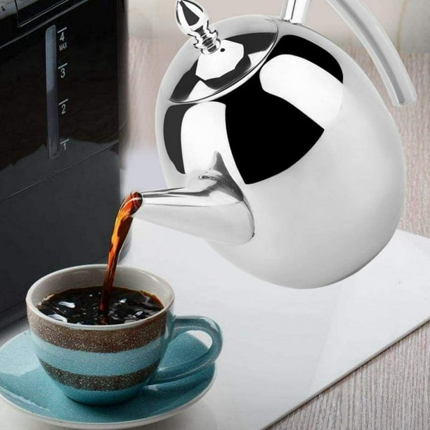 Tetera de acero inoxidable con filtro de infusor de té para servir Olla de  agua Cafetera de aceite de 16.9 fl oz con acabado de espejo