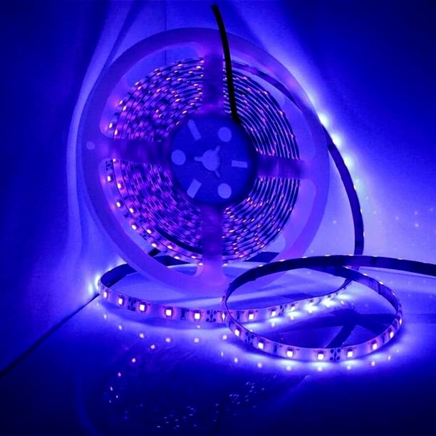 Luces de tira Irfora Tira de luz UV Tira de luces LED 16.4 pies 300 LED  Luces de cuerda 12V Luces negras flexibles Luces de tira UV Luz ultravioleta  + Fuente de